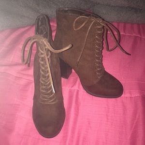 Size 7.5 brown heel boots, from JustFab